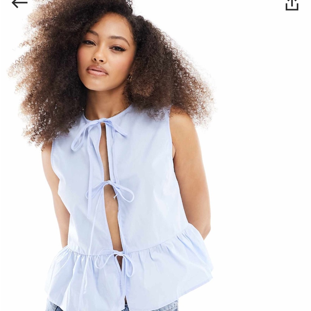 ASOS cotton poplin tie front shirt